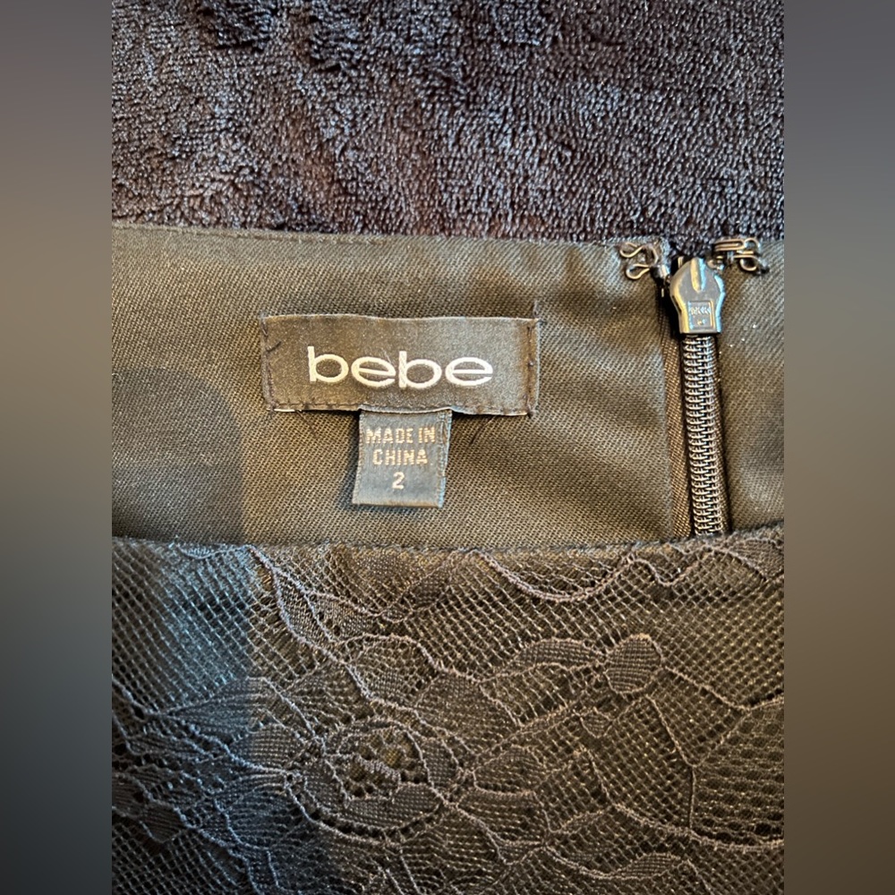 BEBE Black Lace Waist Pleated Mini Skirt - Picture 7 of 7